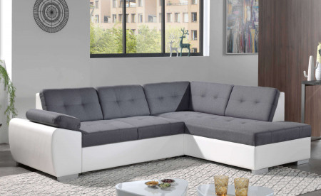 Dakota - Canapé d'angle convertible - en simili et tissu - Droit Dakota - Canapé d'angle convertible - en simili et tissu - Droit