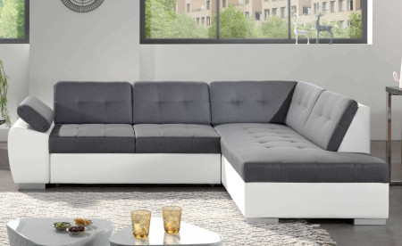 Dakota - Canapé d'angle convertible - en simili et tissu - Droit Dakota - Canapé d'angle convertible - en simili et tissu - Droit
