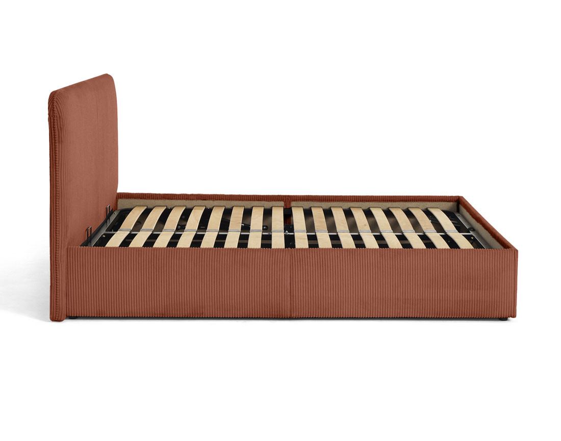 Lit coffre 160x200 en velours côtelé avec sommier inclus Goyave