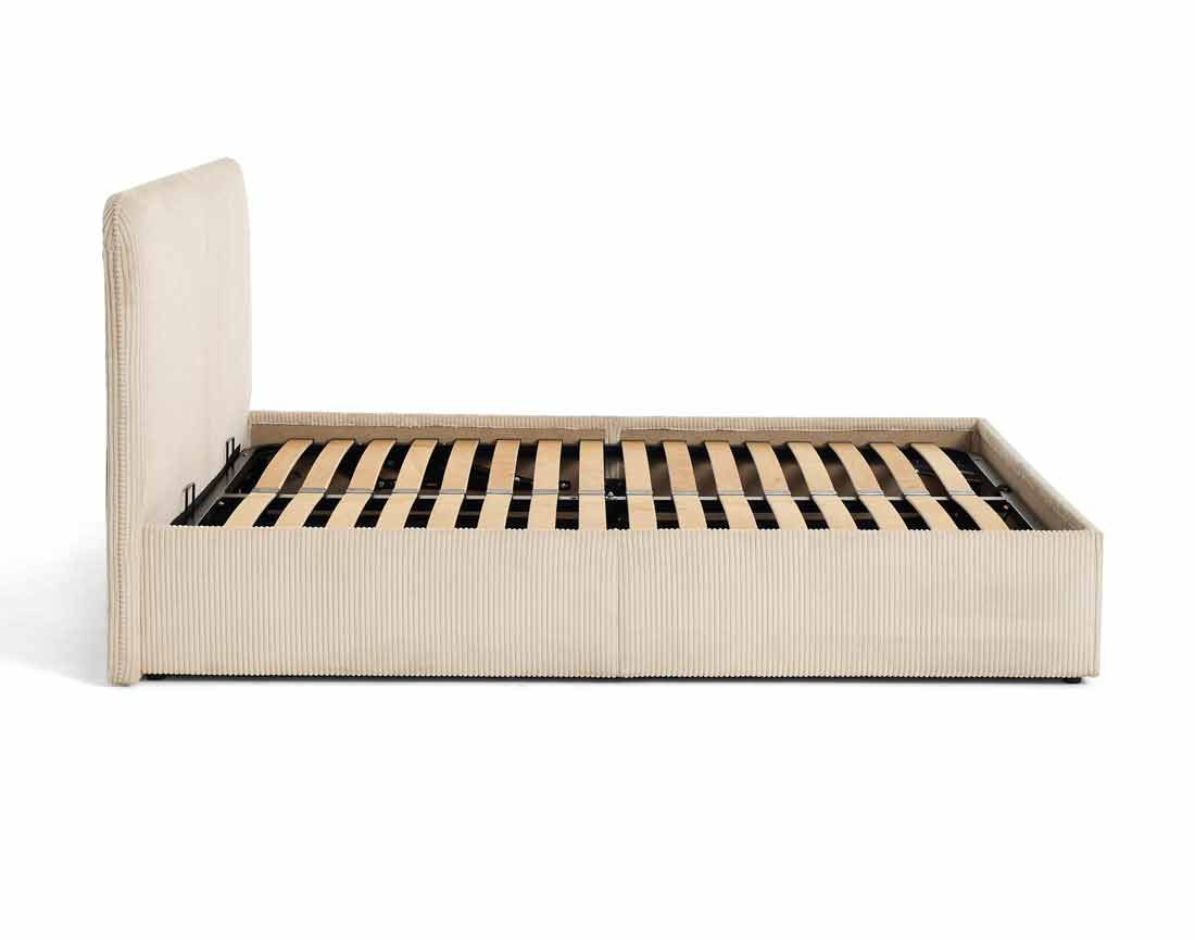 Lit coffre 160x200 en velours côtelé avec sommier inclus Goyave