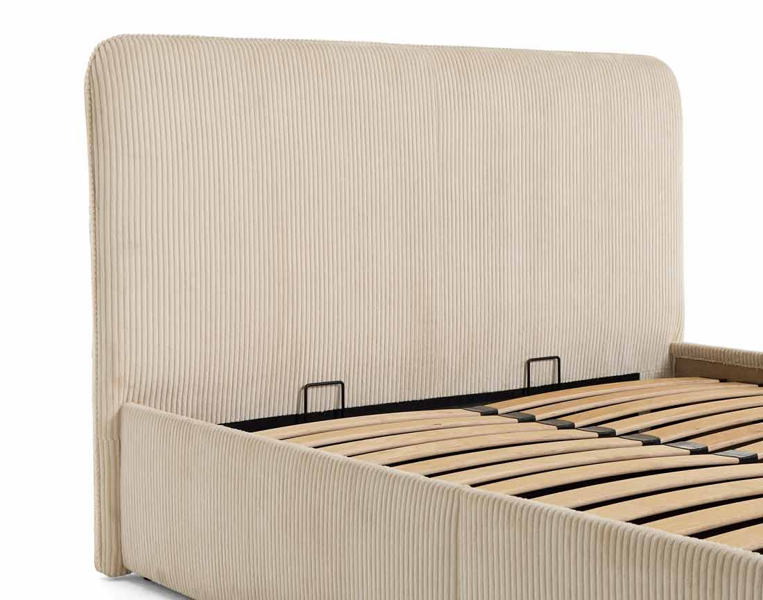 Lit coffre 160x200 en velours côtelé avec sommier inclus Goyave