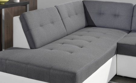 Dakota - Canapé d'angle convertible - en simili et tissu - Gauche Dakota - Canapé d'angle convertible - en simili et tissu - Gauche