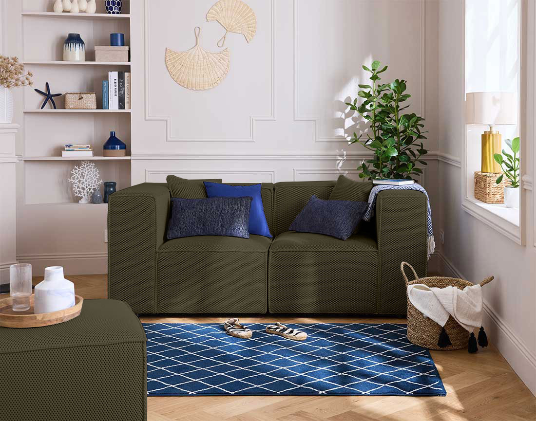 Canapé modulable 2 places en tissu mailles 3D Arty