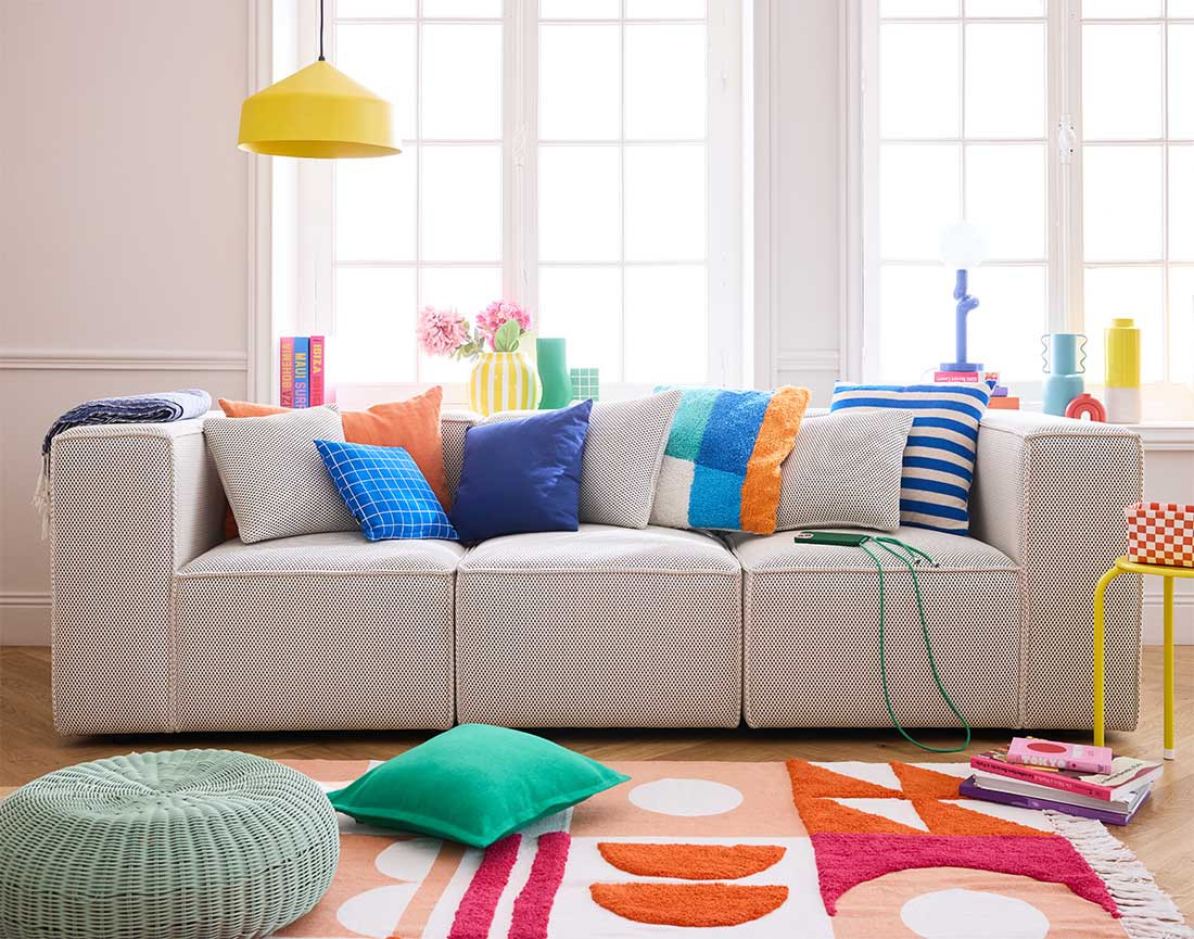 Canapé modulable 3 places en tissu mailles 3D Arty Canapé modulable 3 places en tissu mailles 3D Arty