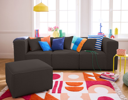 Canapé modulable 3 places en tissu mailles 3D Arty