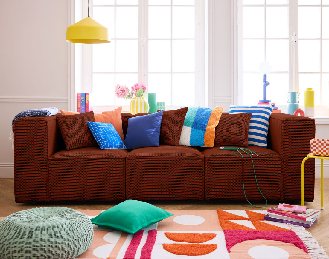 Canapé modulable 3 places en tissu mailles 3D Arty