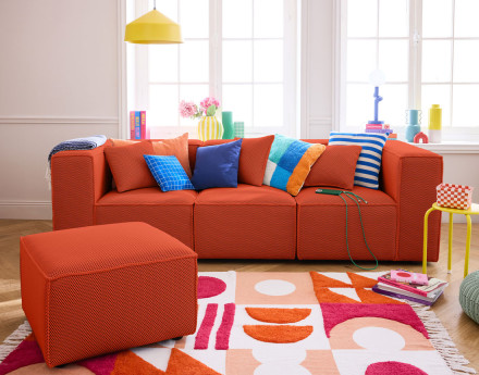 Canapé modulable 3 places en tissu mailles 3D Arty