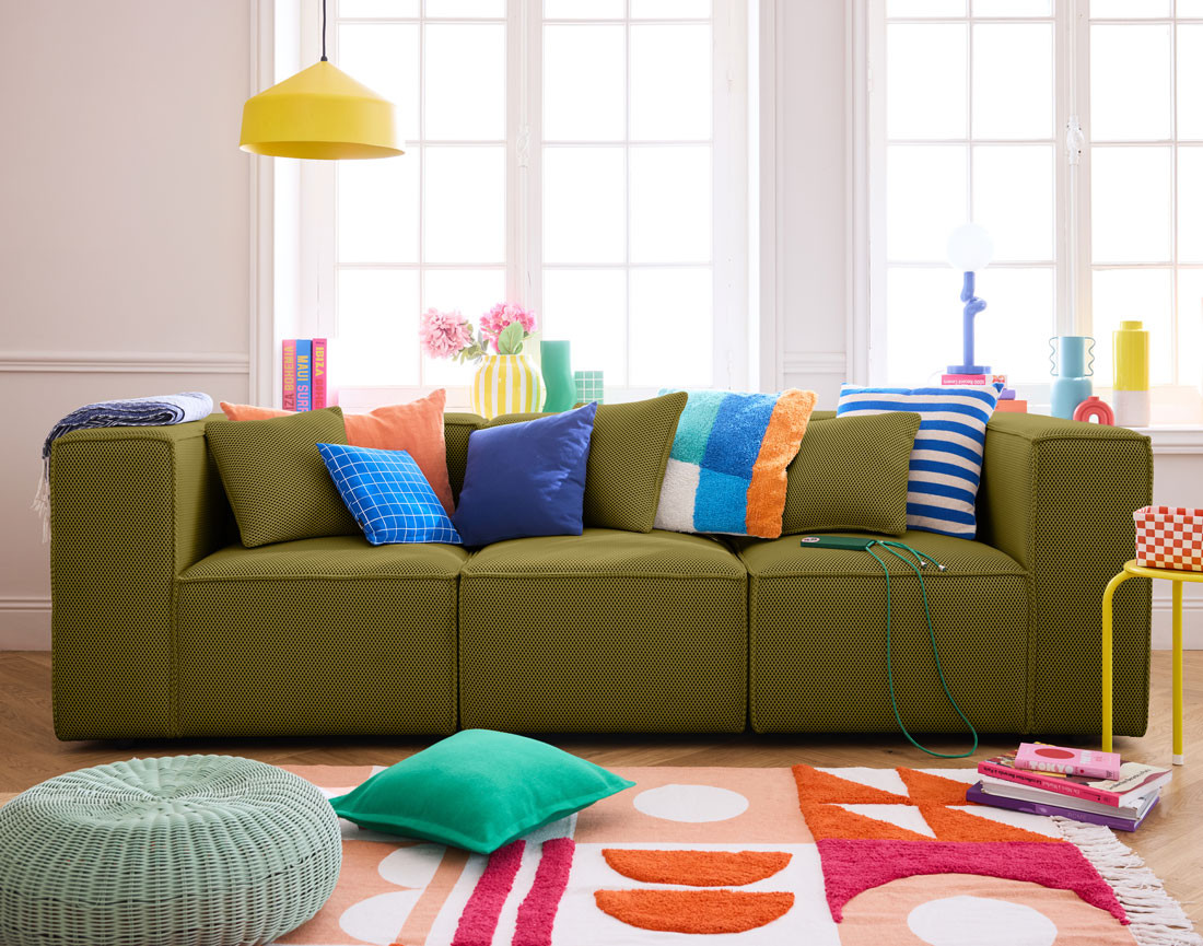 Canapé modulable 3 places en tissu mailles 3D Arty