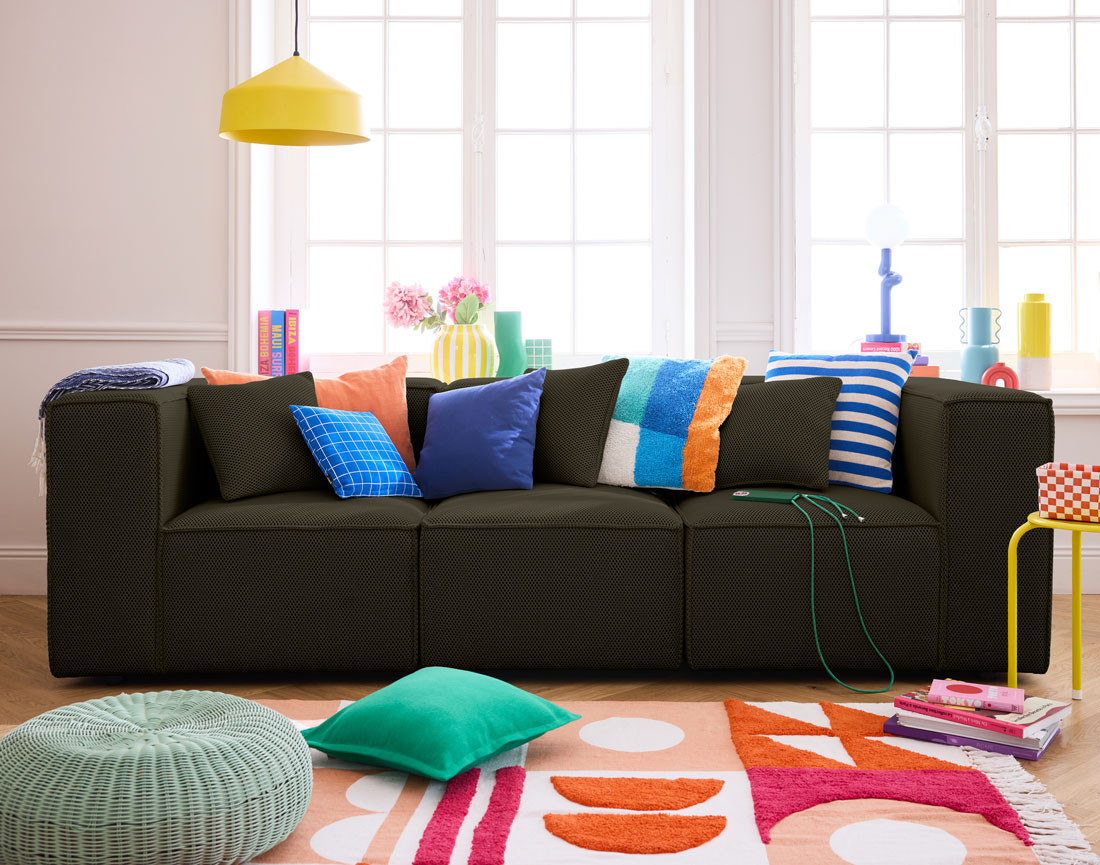 Canapé modulable 3 places en tissu mailles 3D Arty