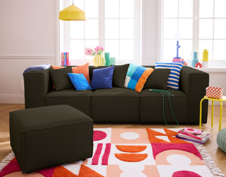 Canapé modulable 3 places en tissu mailles 3D Arty