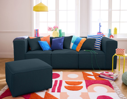 Canapé modulable 3 places en tissu mailles 3D Arty