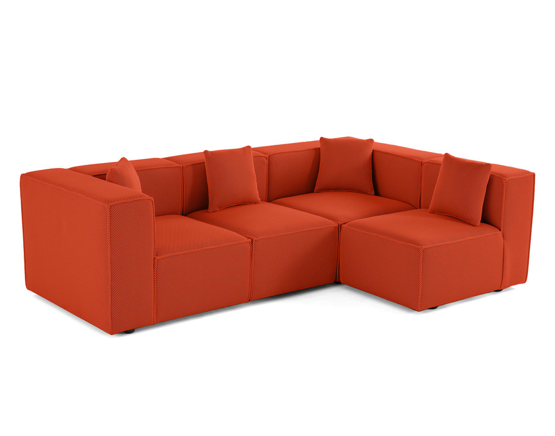 Canapé modulable d'angle droit 5 places en tissu mailles 3D Arty