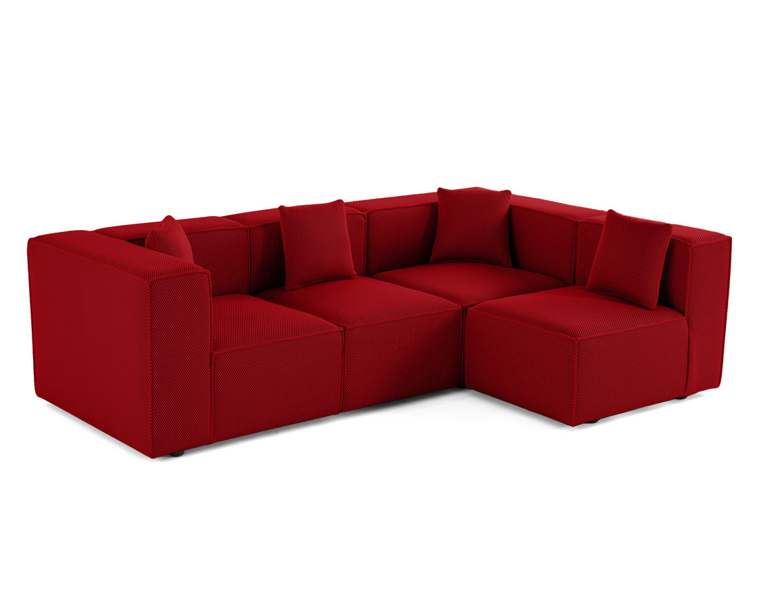 Canapé modulable d'angle droit 5 places en tissu mailles 3D Arty