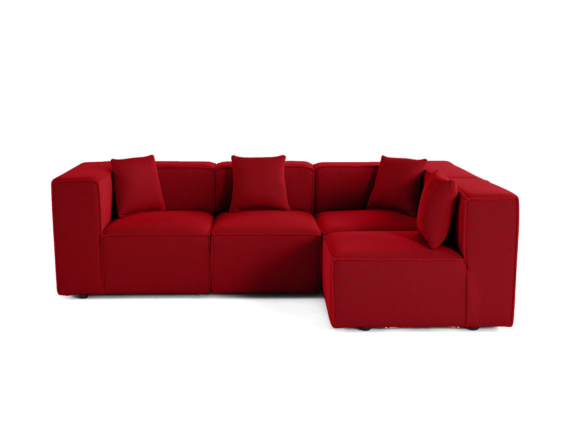 Canapé modulable d'angle droit 5 places en tissu mailles 3D Arty