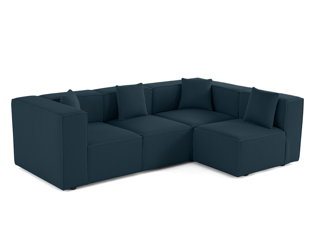Canapé modulable d'angle droit 5 places en tissu mailles 3D Arty