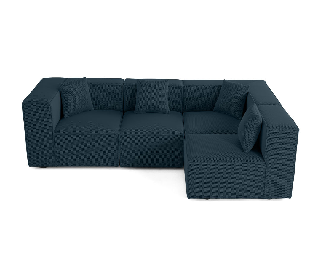 Canapé modulable d'angle droit 5 places en tissu mailles 3D Arty