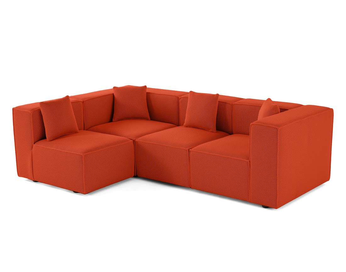 Canapé modulable d'angle gauche 5 places en tissu mailles 3D Arty