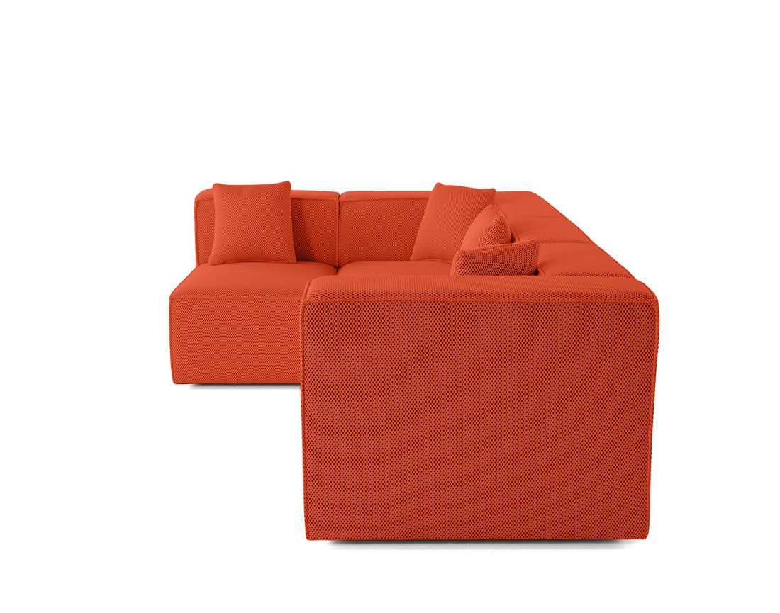 Canapé modulable d'angle gauche 5 places en tissu mailles 3D Arty