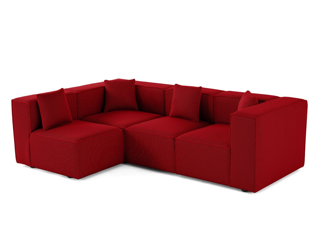 Canapé modulable d'angle gauche 5 places en tissu mailles 3D Arty