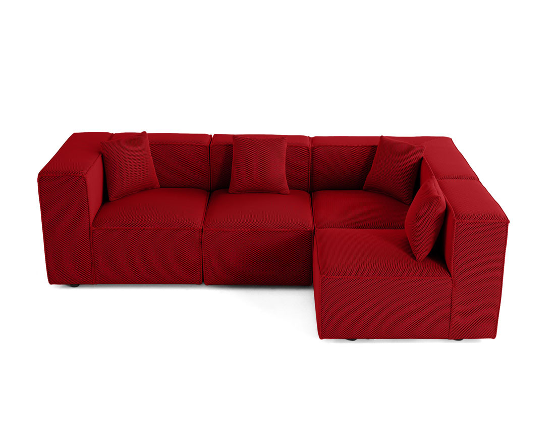 Canapé modulable d'angle gauche 5 places en tissu mailles 3D Arty