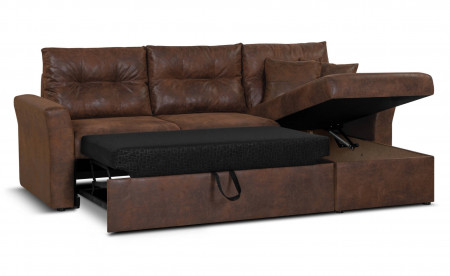 Midland - Canapé d'angle réversible - convertible avec coffre - Industriel vintage Midland - Canapé d'angle réversible - convertible avec coffre - Industriel vintage