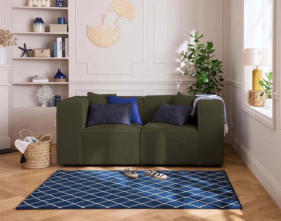 Module d'assise d'angle réversible en tissu mailles 3D Arty