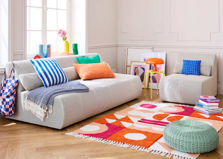 Canapé droit 3 places en tissu mailles 3D Onyx