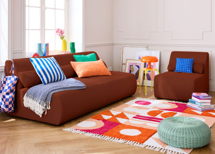 Canapé droit 3 places en tissu mailles 3D Onyx