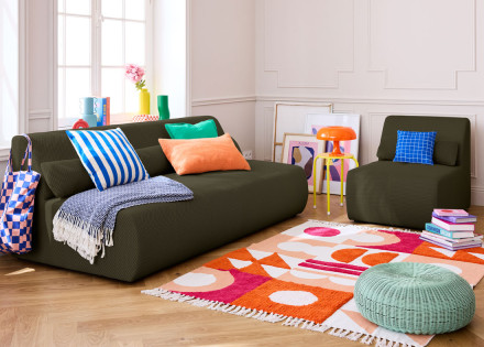 Canapé droit 3 places en tissu mailles 3D Onyx