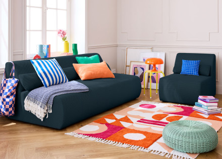 Canapé droit 3 places en tissu mailles 3D Onyx