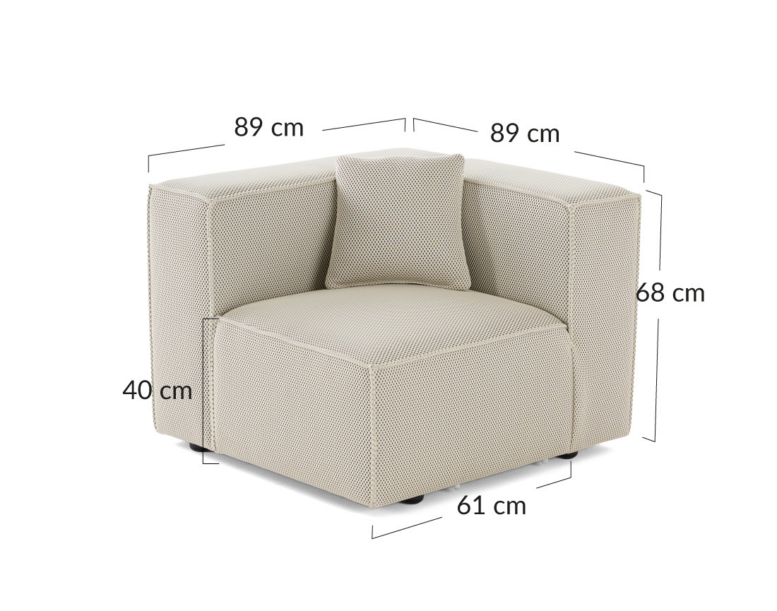 Module d'assise gauche en tissu mailles 3D Arty