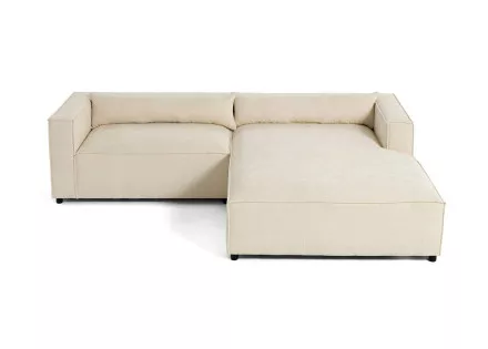 Canapé d'angle droit 4 places en tissu velours relief Ela