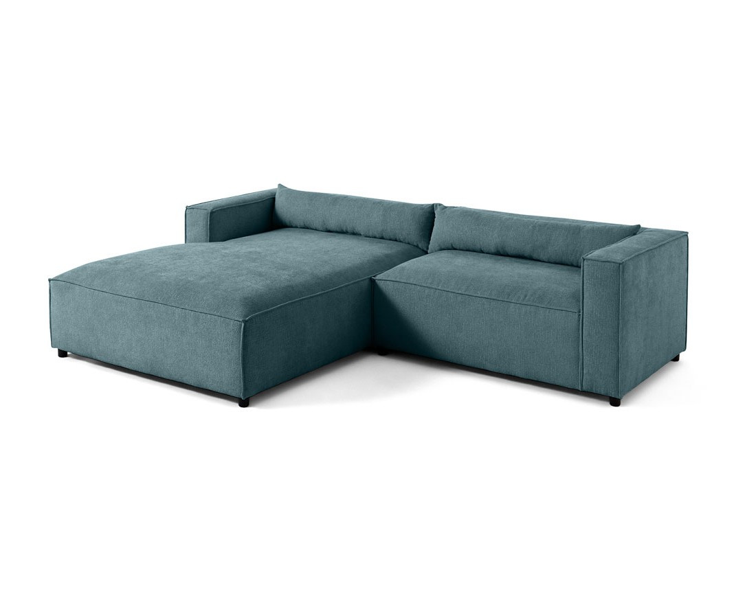 Canapé d'angle gauche 4 places en tissu velours relief Ela