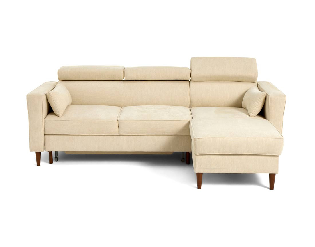 Canapé d'angle convertible avec têtières coffre 4 places Alicante