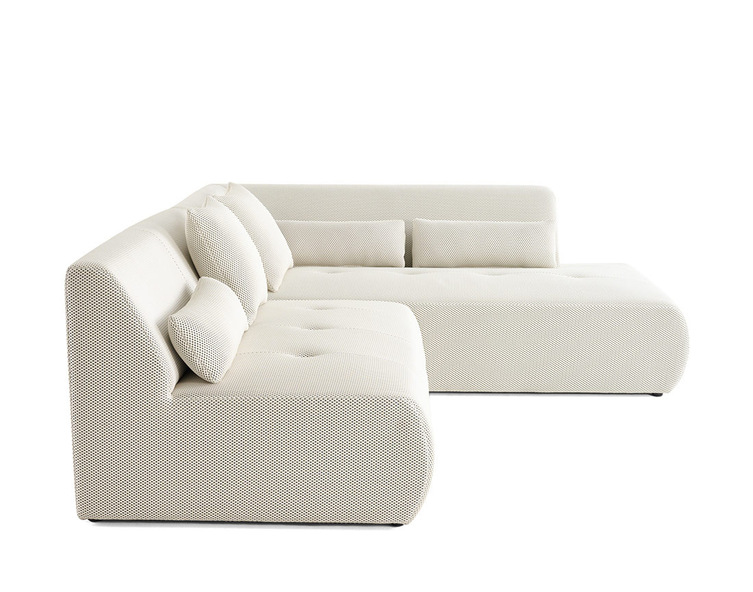 Canapé modulable d'angle droit 5 places en tissu mailles 3D Onyx Canapé modulable d'angle droit 5 places en tissu mailles 3D Onyx