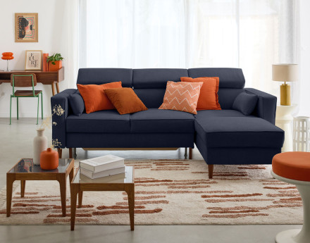 Canapé d'angle convertible avec têtières coffre 4 places Alicante