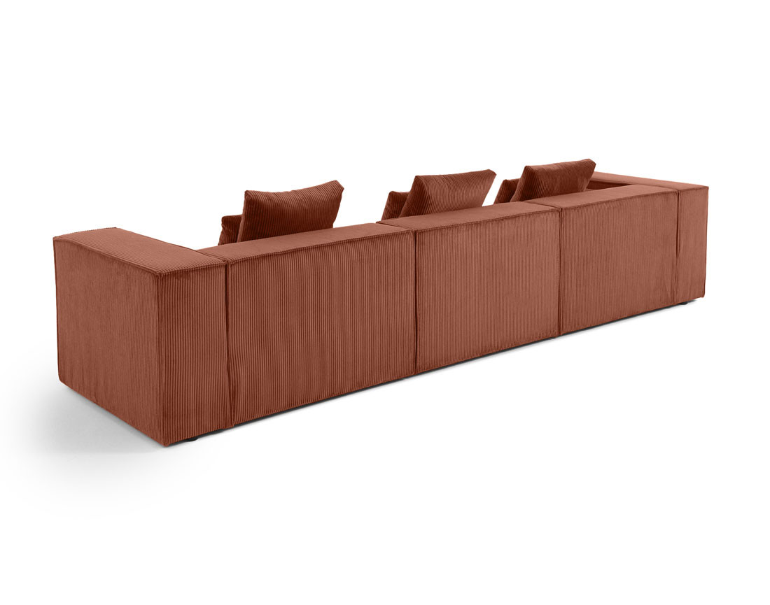 Canapé modulable droit 3 places en velours côtelé Colombine