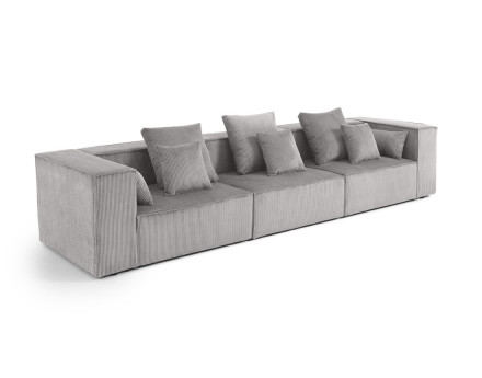 Canapé modulable droit 3 places en velours côtelé Colombine