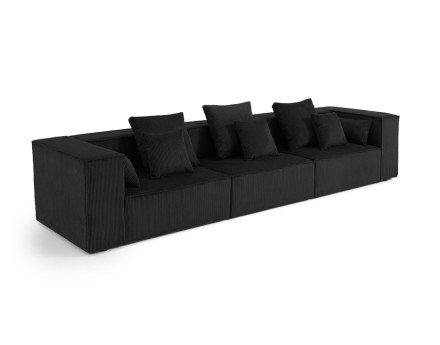 Canapé modulable droit 3 places en velours côtelé Colombine