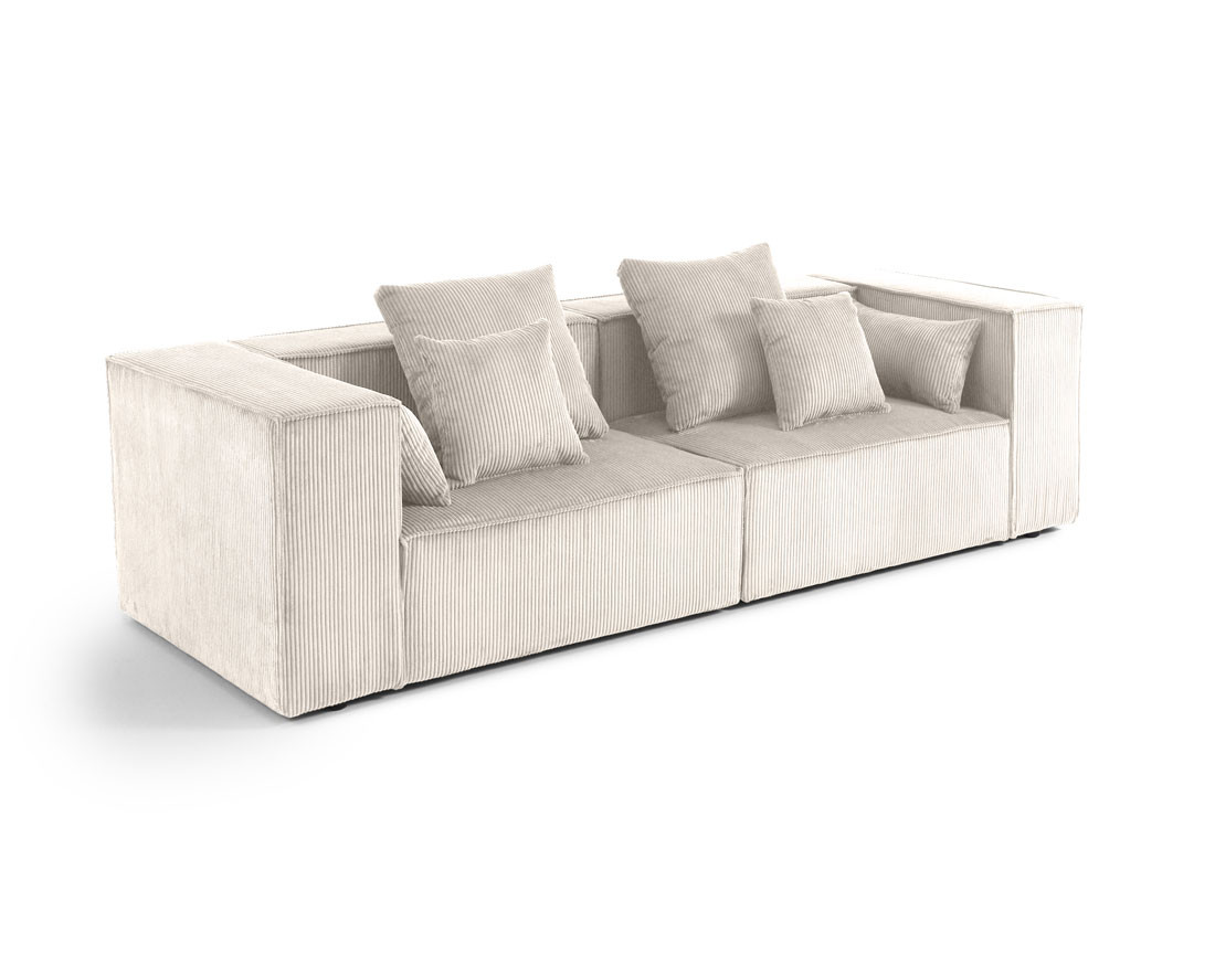 Canapé modulable droit 2 places en velours côtelé Colombine