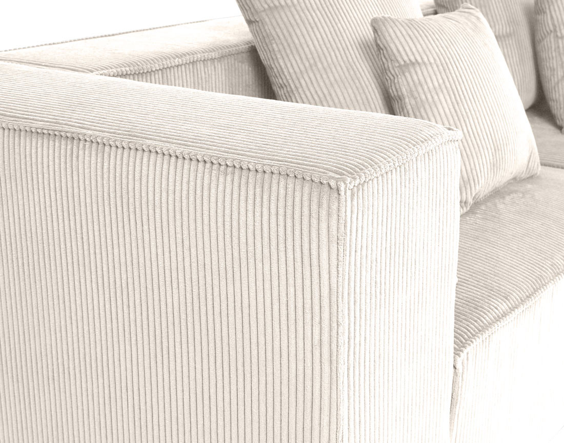 Canapé modulable droit 2 places en velours côtelé Colombine