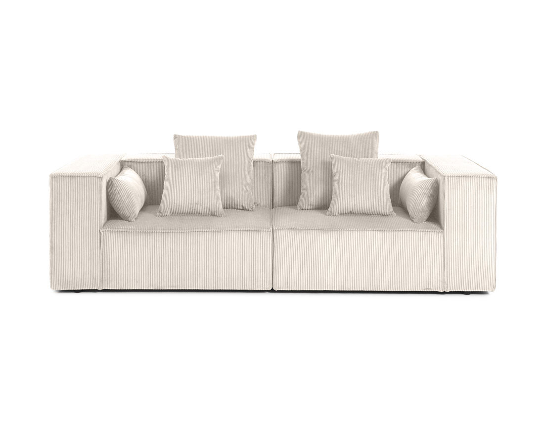 Canapé modulable droit 2 places en velours côtelé Colombine