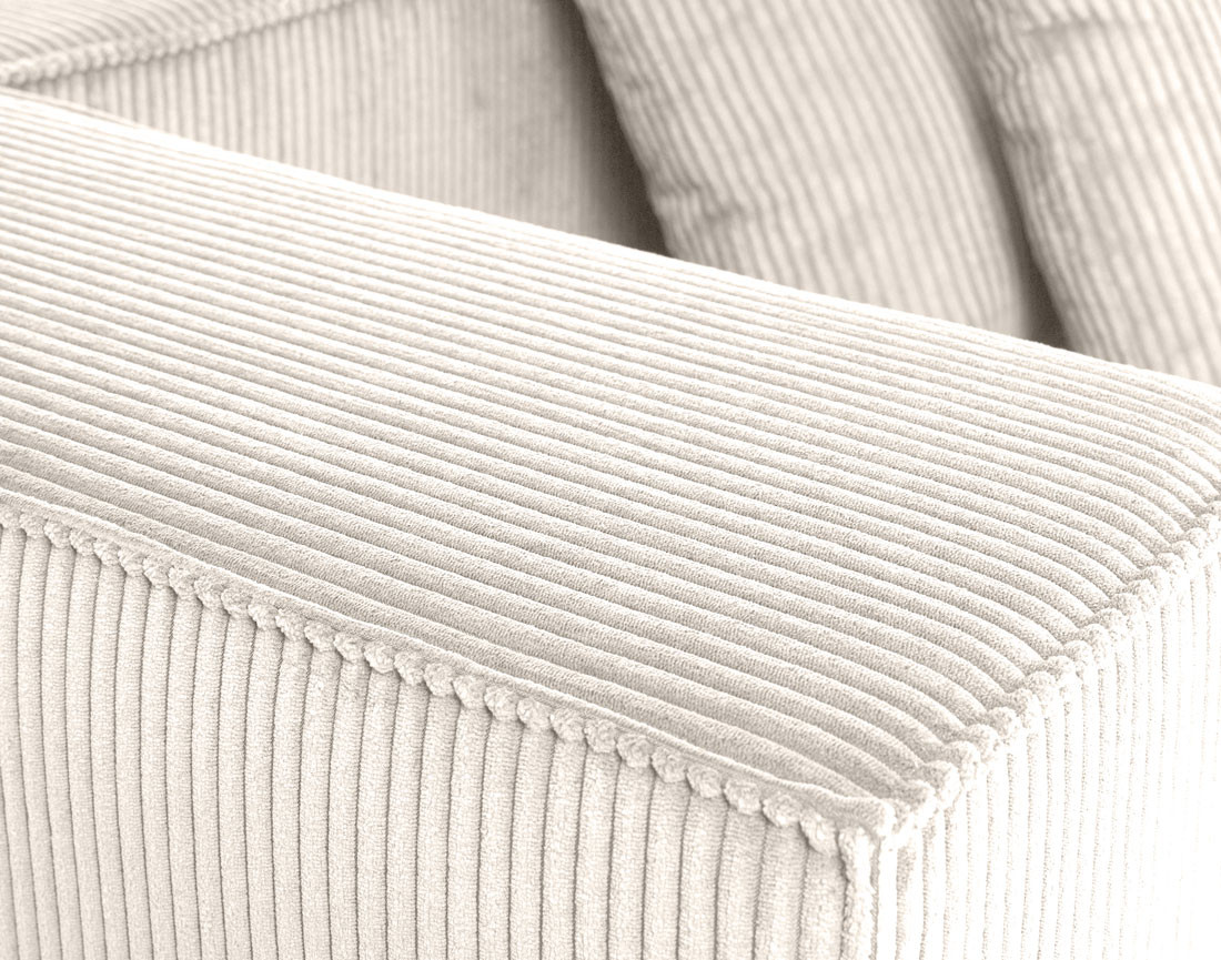 Canapé modulable droit 2 places en velours côtelé Colombine