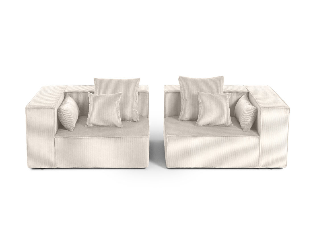 Canapé modulable droit 2 places en velours côtelé Colombine