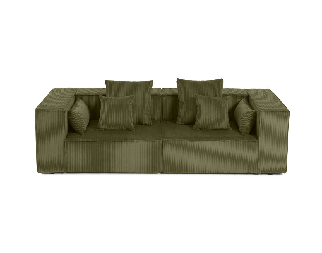 Canapé modulable droit 2 places en velours côtelé Colombine