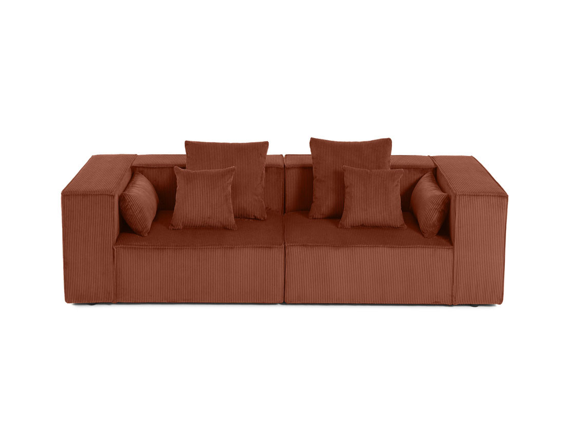 Canapé modulable droit 2 places en velours côtelé Colombine