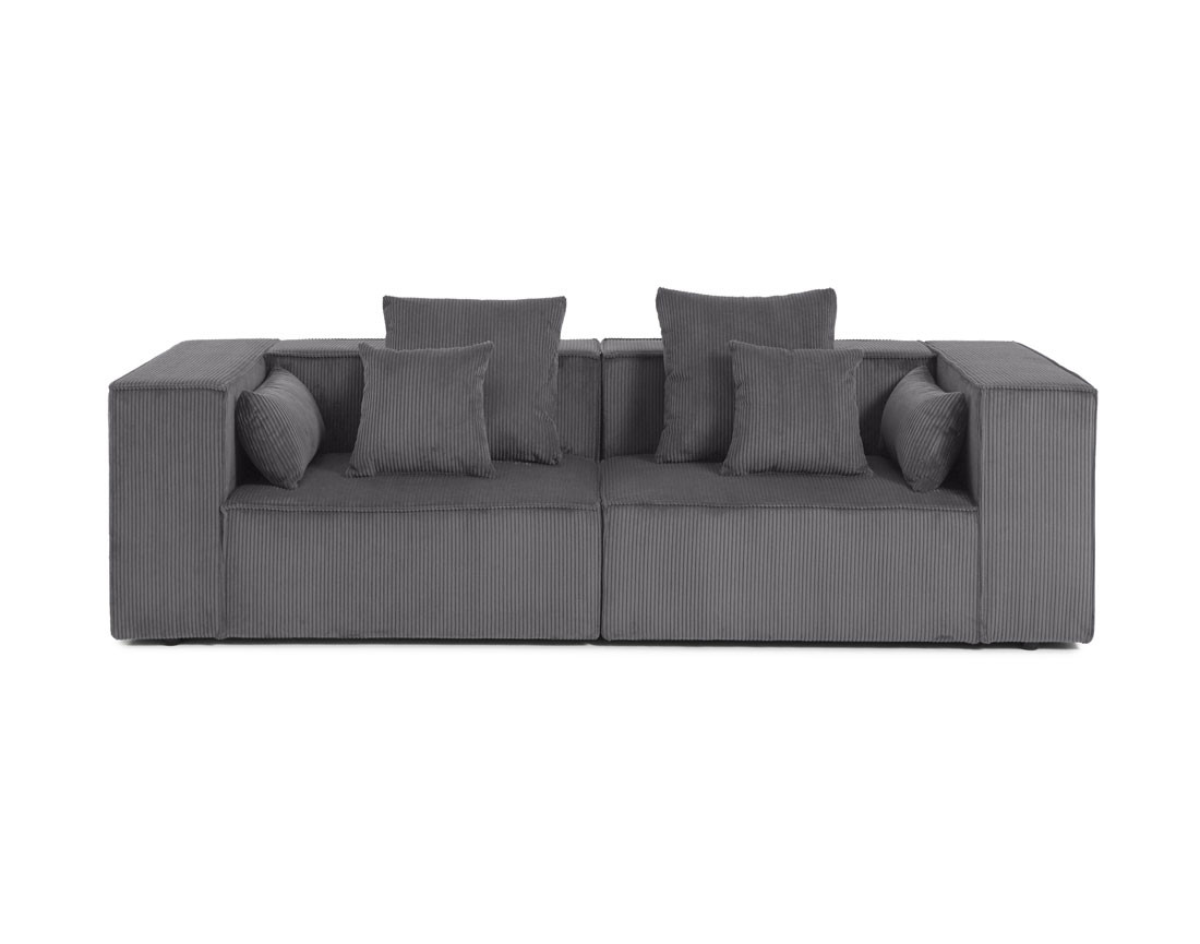 Canapé modulable droit 2 places en velours côtelé Colombine