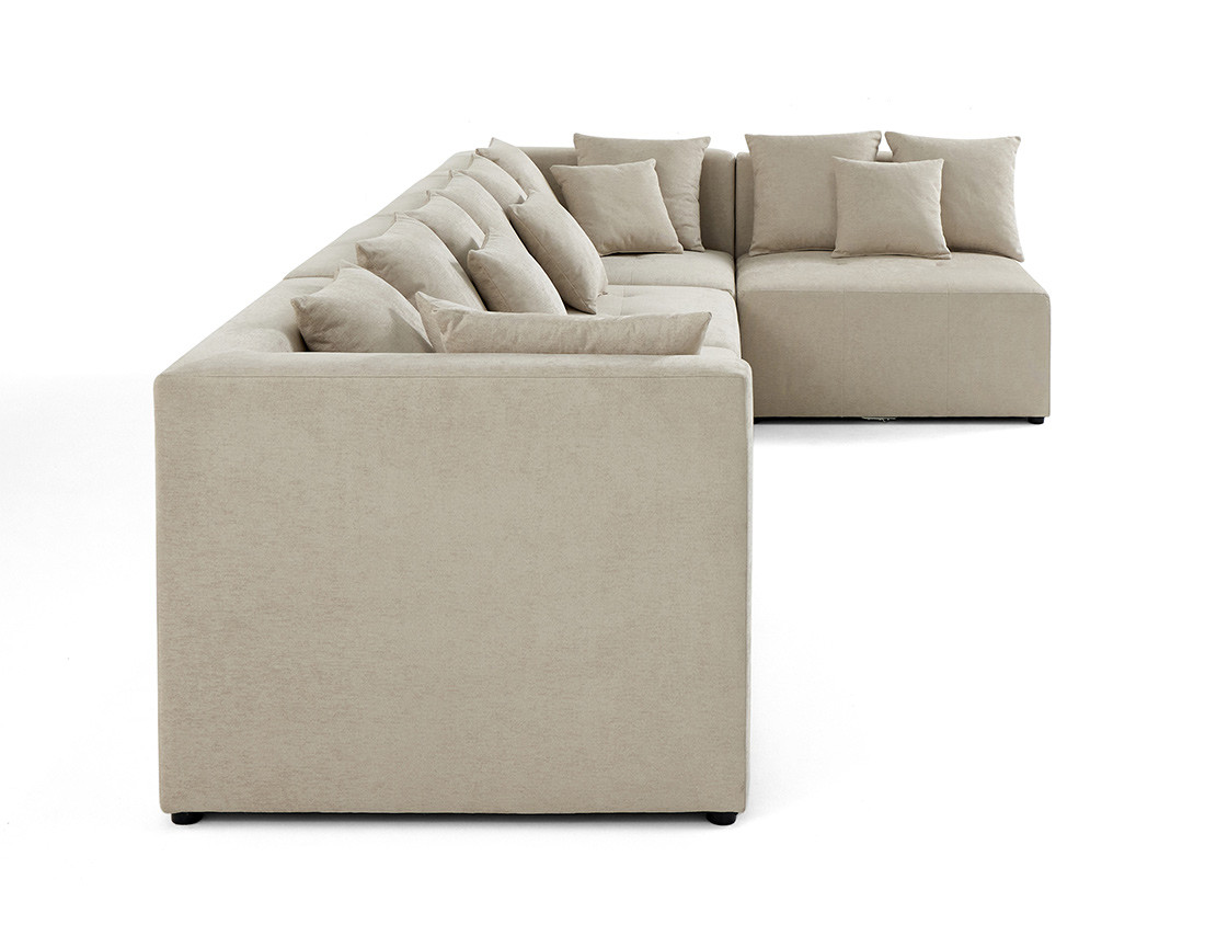 Canapé D'angle Modulable 5 Places En Velours - Coussins Mémoire De Forme - Gris Foncé - Dimensions ~300x143x80 Cm - Charge Max 600 Kg