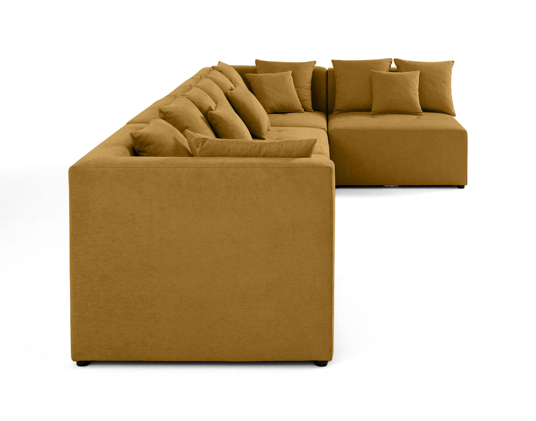 Canapé modulable d'angle réversible 5 places en tissu Amalfi