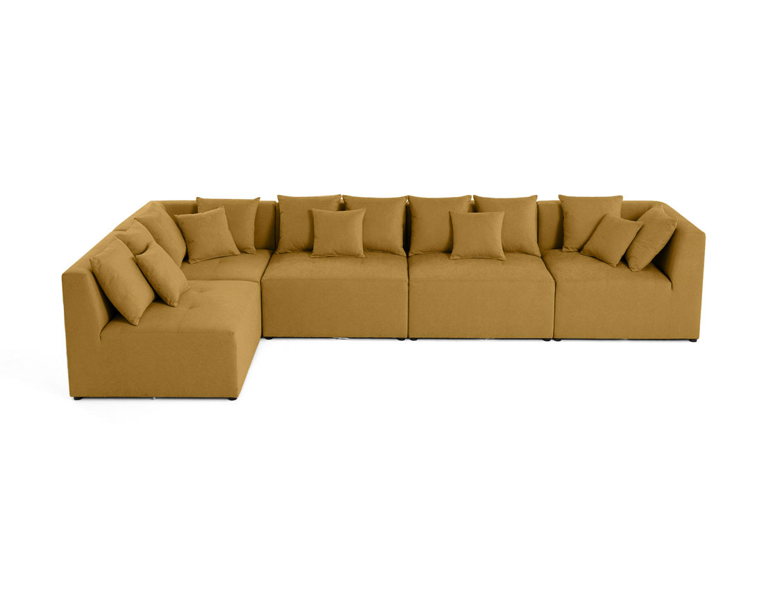 Canapé modulable d'angle réversible 5 places en tissu Amalfi